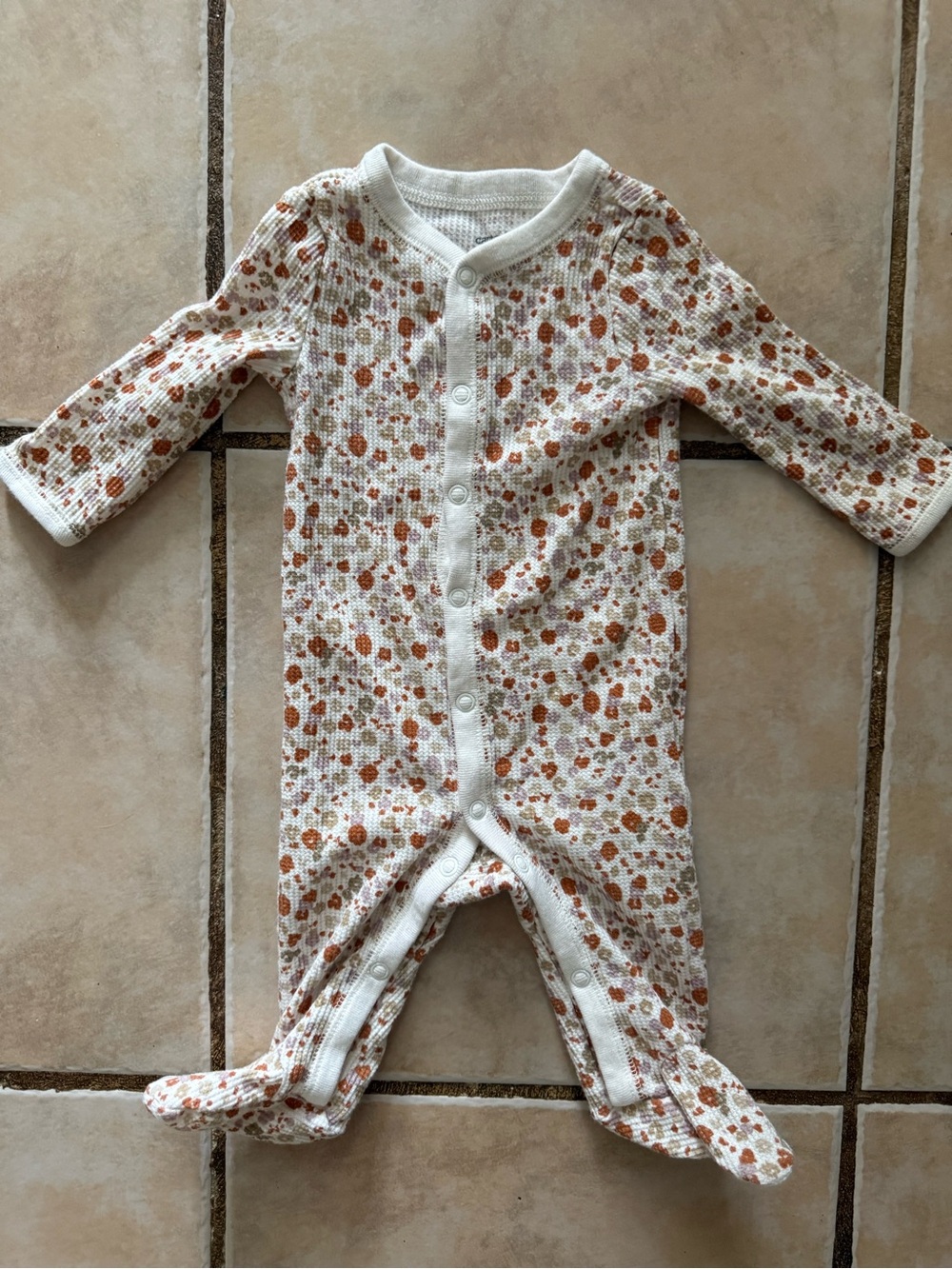 Carter's Cream Footed One-Piece with Floral Print